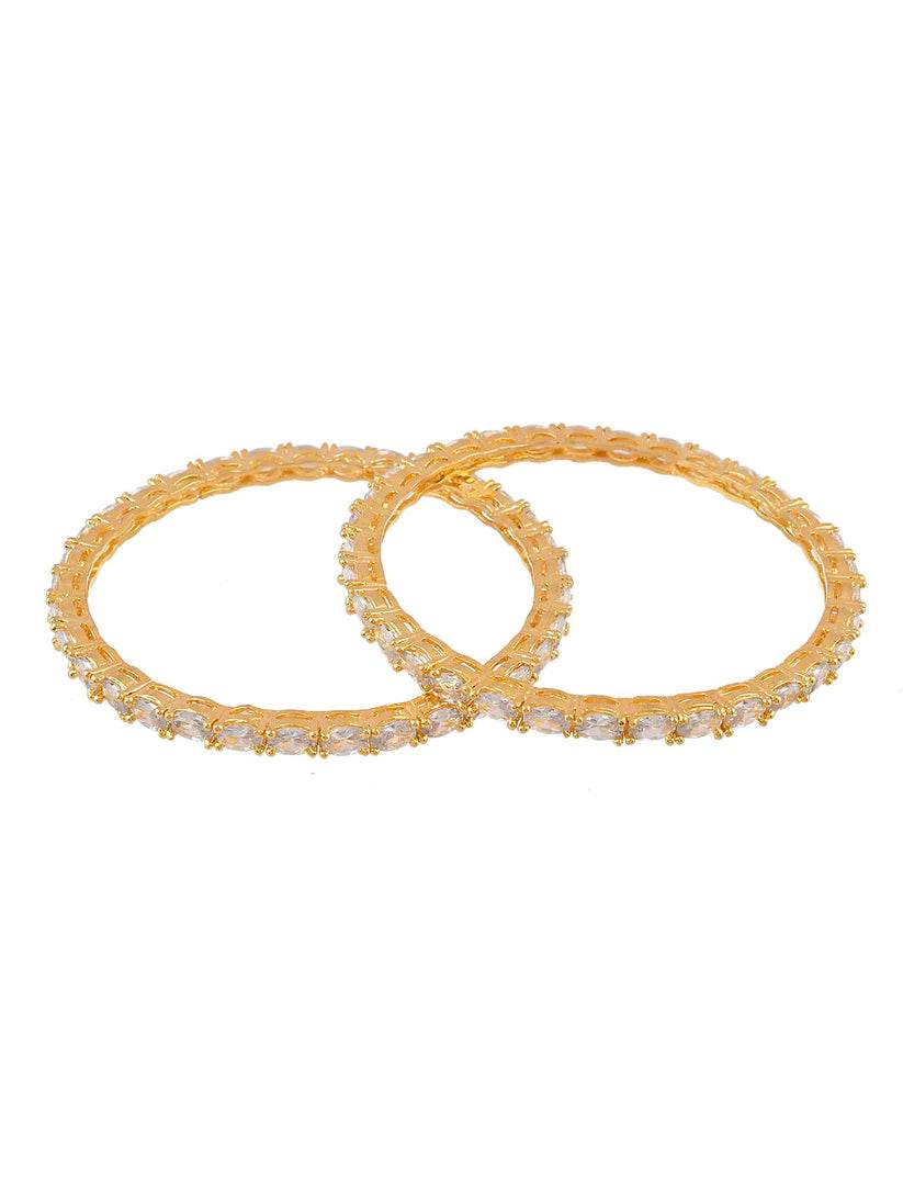 Gold Plated Handcrafted AD Bangles (AD-004) AD Bangles T4 Jewels