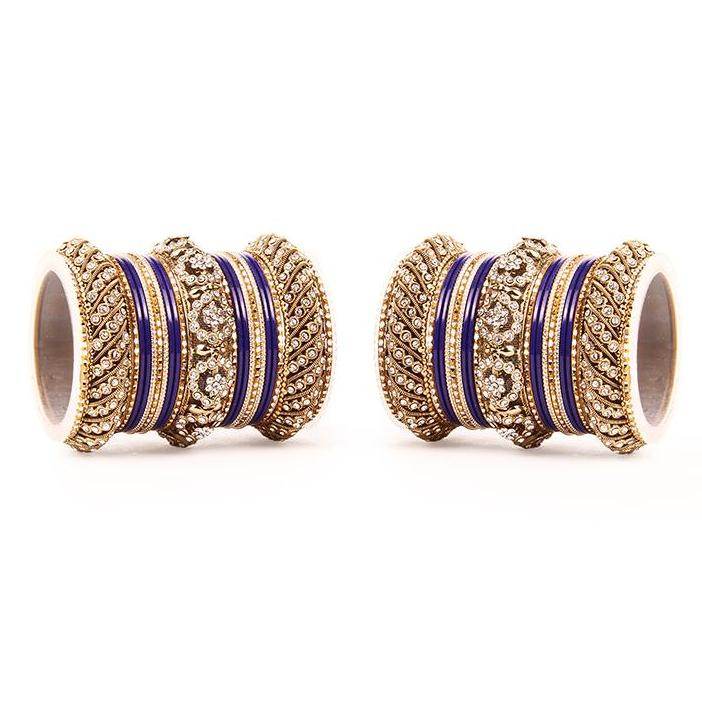 Set of 2 Solid Colored Bangle Set Blue All Bangle Sets T4 Jewels