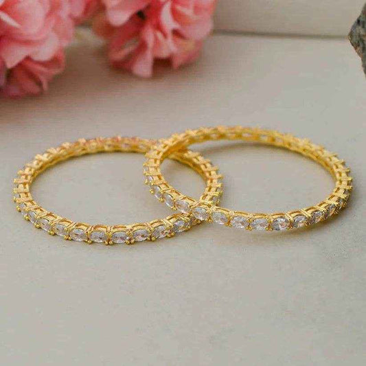 Gold Plated Handcrafted AD Bangles (AD-004) AD Bangles T4 Jewels