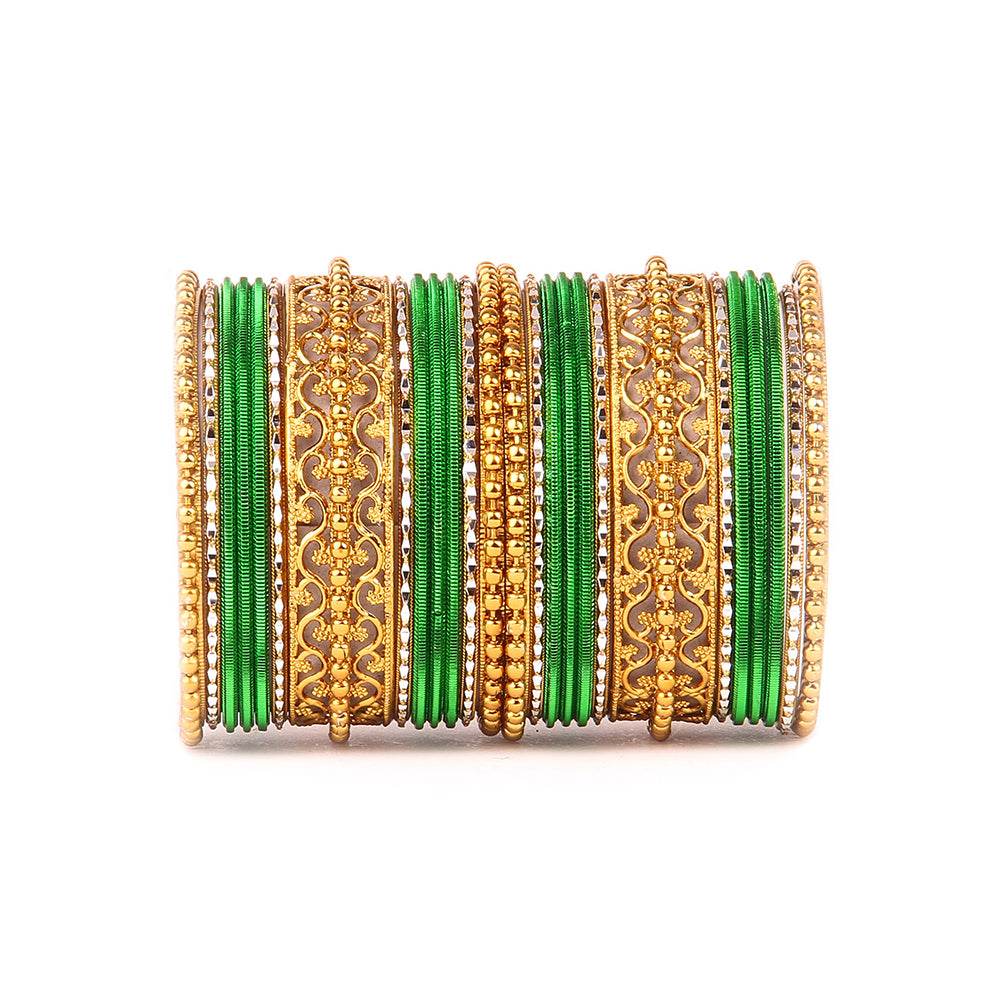 Low Cost Shinning Bangle Set Green All Bangle Sets T4 Jewels