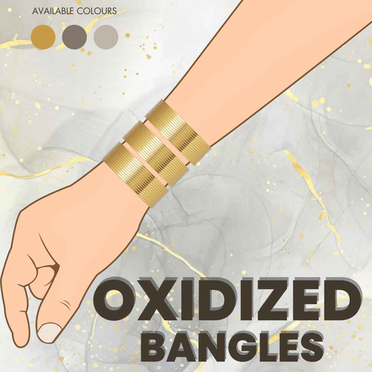 T4 Jewels Golden, Silver & Black Color Bangles Set (Pack Of 36). Golden Oxidized T4 Jewels