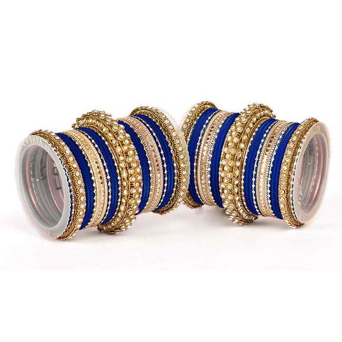 Set of 2 Traditional Colored Bangle Set Blue All Bangle Sets T4 Jewels
