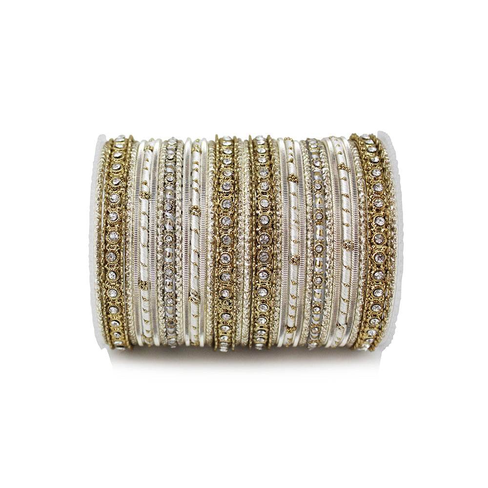 Elegant Colored Thread Bangle Set All Beige All Bangle Sets T4 Jewels