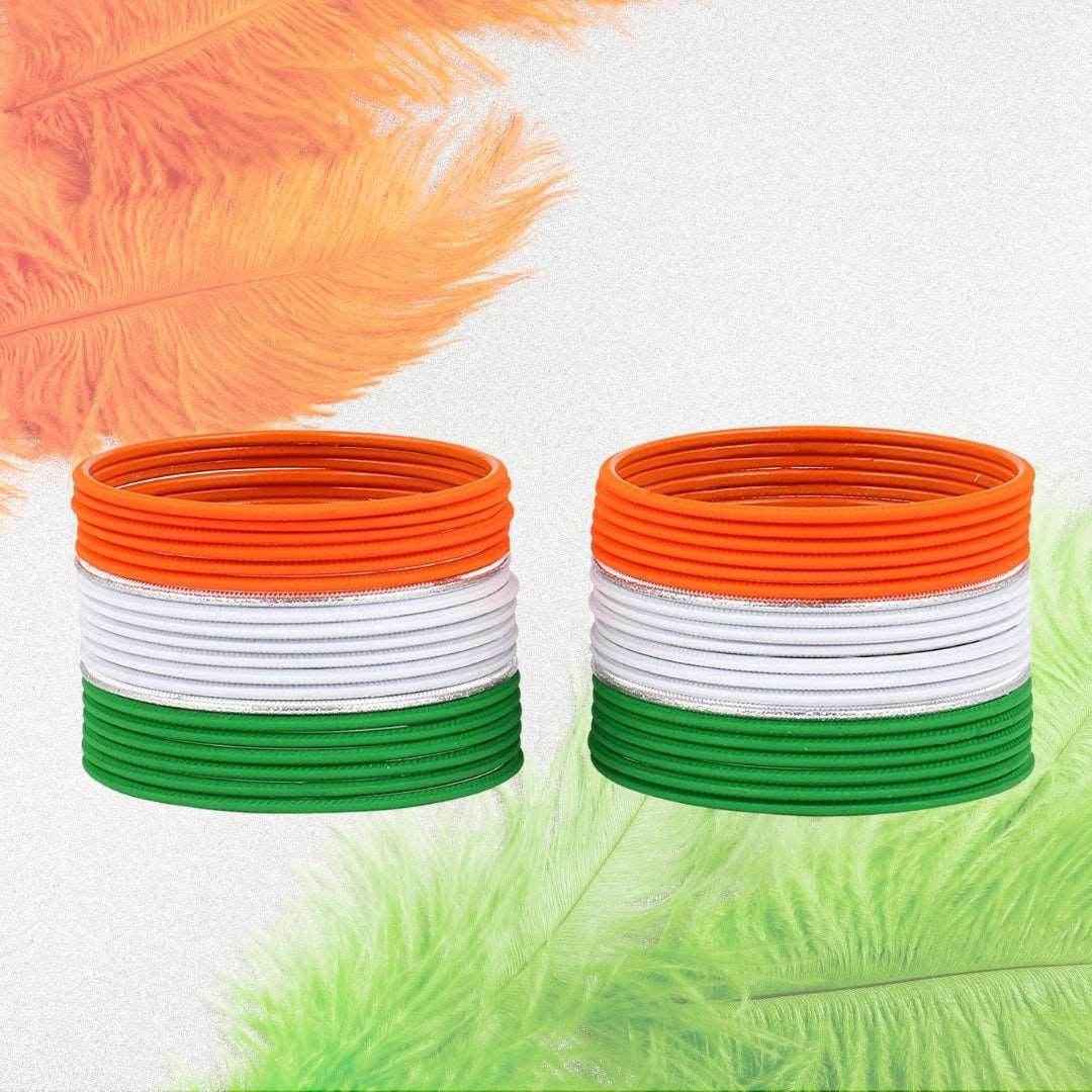 T4 Jewels Tricolor Matte Bangles for Independence Day and Republic Day Celebration Pack Of 1 Tricolor Jewelry T4 Jewels