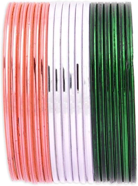 T4 Jewels Glossy Tricolor Bangle Set (Pack Of 18) Tricolor Bangles T4 Jewels