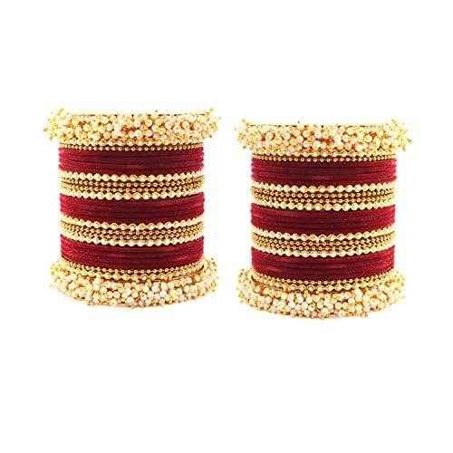 T4 Jewels Pearl Gemstones Zircon Stylish Colours Fashion Jewellery Metal Bangles Set - 92NO All Bangle Sets T4 Jewels