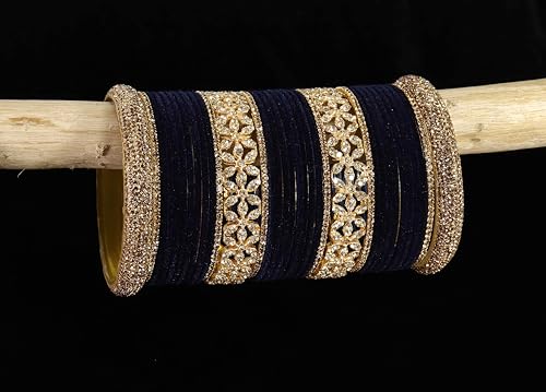 T4 Jewels Bangle Sets With AD And Velvet Bangles T4 Jewels