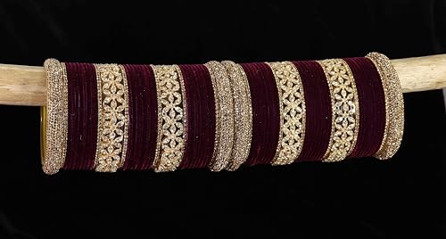 T4 Jewels Bangle Sets With AD And Velvet Bangles T4 Jewels