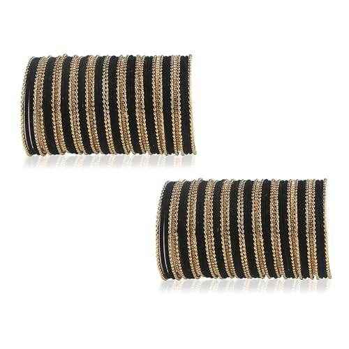 T4 Jewels Beautiful & Elegant Beads Studded Colourful Metal Bangles Set Fashion Jewellery - 110NO. Black 2.2 Inches All Bangle Sets T4 Jewels