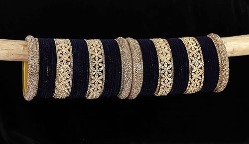 T4 Jewels Bangle Sets With AD And Velvet Bangles T4 Jewels