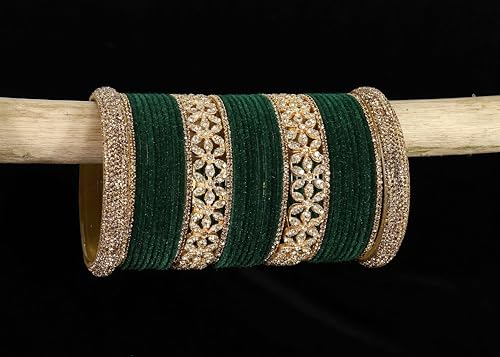 T4 Jewels Bangle Sets With AD And Velvet Bangles T4 Jewels
