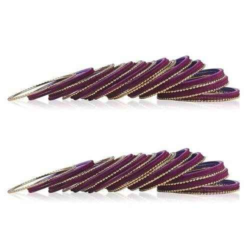 T4 Jewels Beautiful & Elegant Beads Studded Colourful Metal Bangles Set Fashion Jewellery - 110NO. All Bangle Sets T4 Jewels