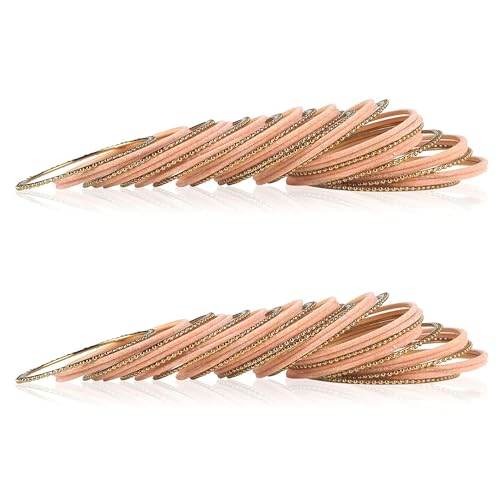 T4 Jewels Beautiful & Elegant Beads Studded Colourful Metal Bangles Set Fashion Jewellery - 110NO. All Bangle Sets T4 Jewels