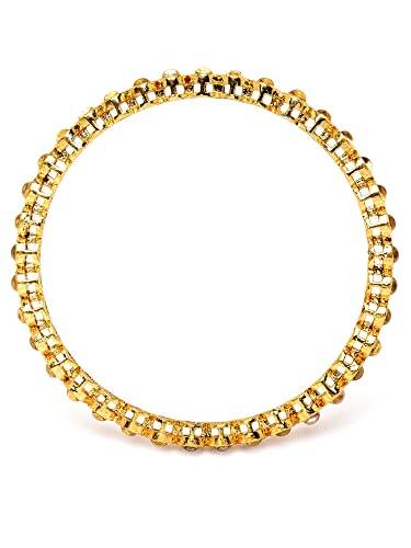 T4 Jewels Set of 4 Gold Plated Round Shape White Kundan Studded Bangles for Women T4 Jewels