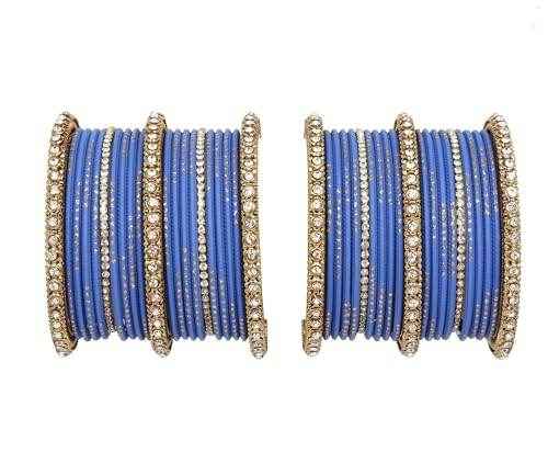 T4 Jewels 18k Gold Plated Zircon Stones Studded Designer Fashion Jewellery Metal Bangles Set - 99NO Firozi All Bangle Sets T4 Jewels