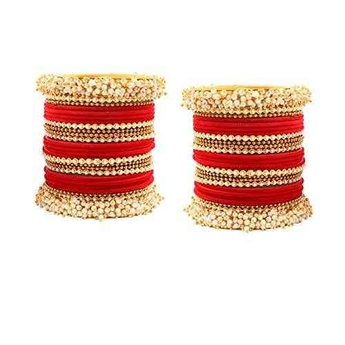 T4 Jewels Pearl Gemstones Zircon Stylish Colours Fashion Jewellery Metal Bangles Set - 92NO All Bangle Sets T4 Jewels