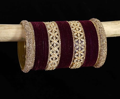 T4 Jewels Bangle Sets With AD And Velvet Bangles T4 Jewels
