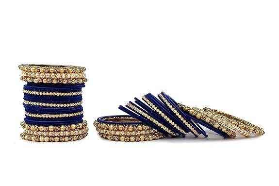 T4 Jewels Brass Metal Beads Stones & Gemstones Studded Moti & Pearl Glossy Finished Bangles Set - 114NO All Bangle Sets T4 Jewels