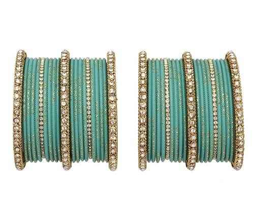 T4 Jewels 18k Gold Plated Zircon Stones Studded Designer Fashion Jewellery Metal Bangles Set - 99NO Santro All Bangle Sets T4 Jewels