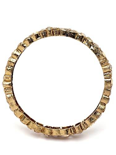 T4 Jewels Set of 2 Antique Gold Plated Floral Shape Kundan Rajwadi Bangles for Women T4 Jewels