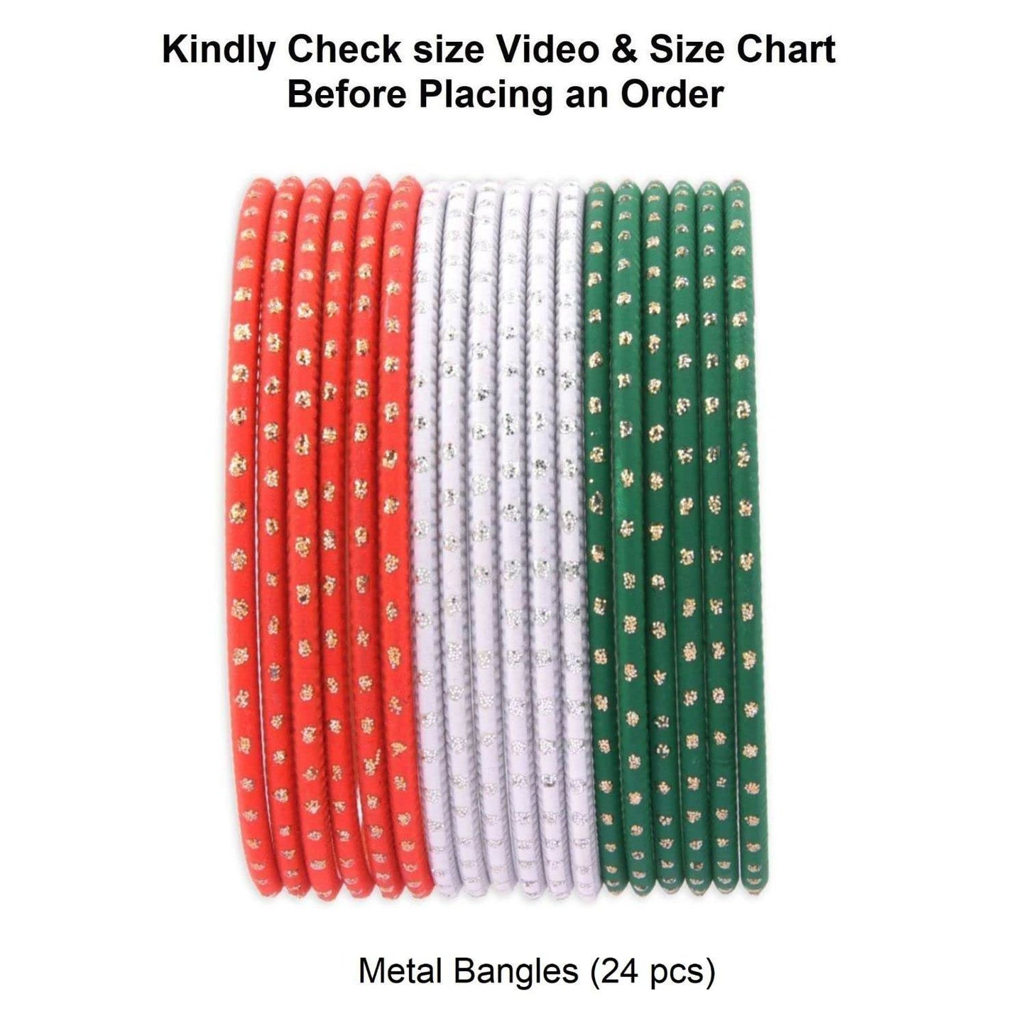 T4 Jewels Dotted Tricolor Bangle Set (Pack Of 18) Tricolor Bangles T4 Jewels