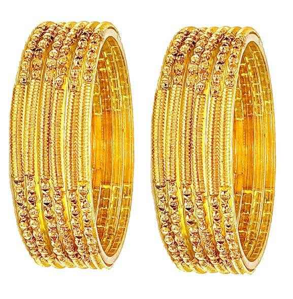 T4 Jewels Golden Color Bangles (Pack Of 12) Large Size Bangles T4 Jewels