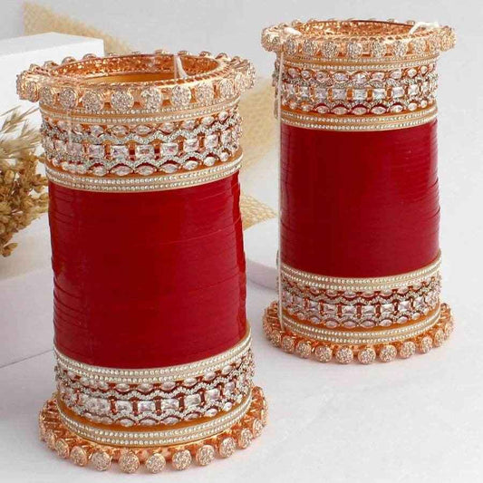 T4 Jewels Red Color American Diamond Bridal Chuda (CH4Z) Bridal Chuda T4 Jewels