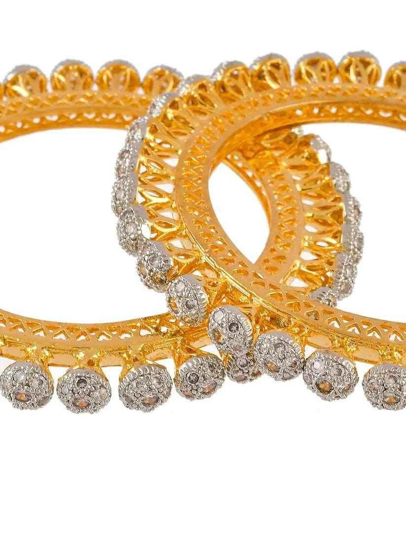 Set Of 2 American Diamond Gokhroo Bangles For women (AD-005) AD Bangles T4 Jewels