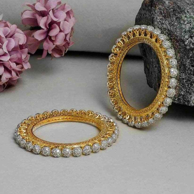 Set Of 2 American Diamond Gokhroo Bangles For women (AD-005) AD Bangles T4 Jewels