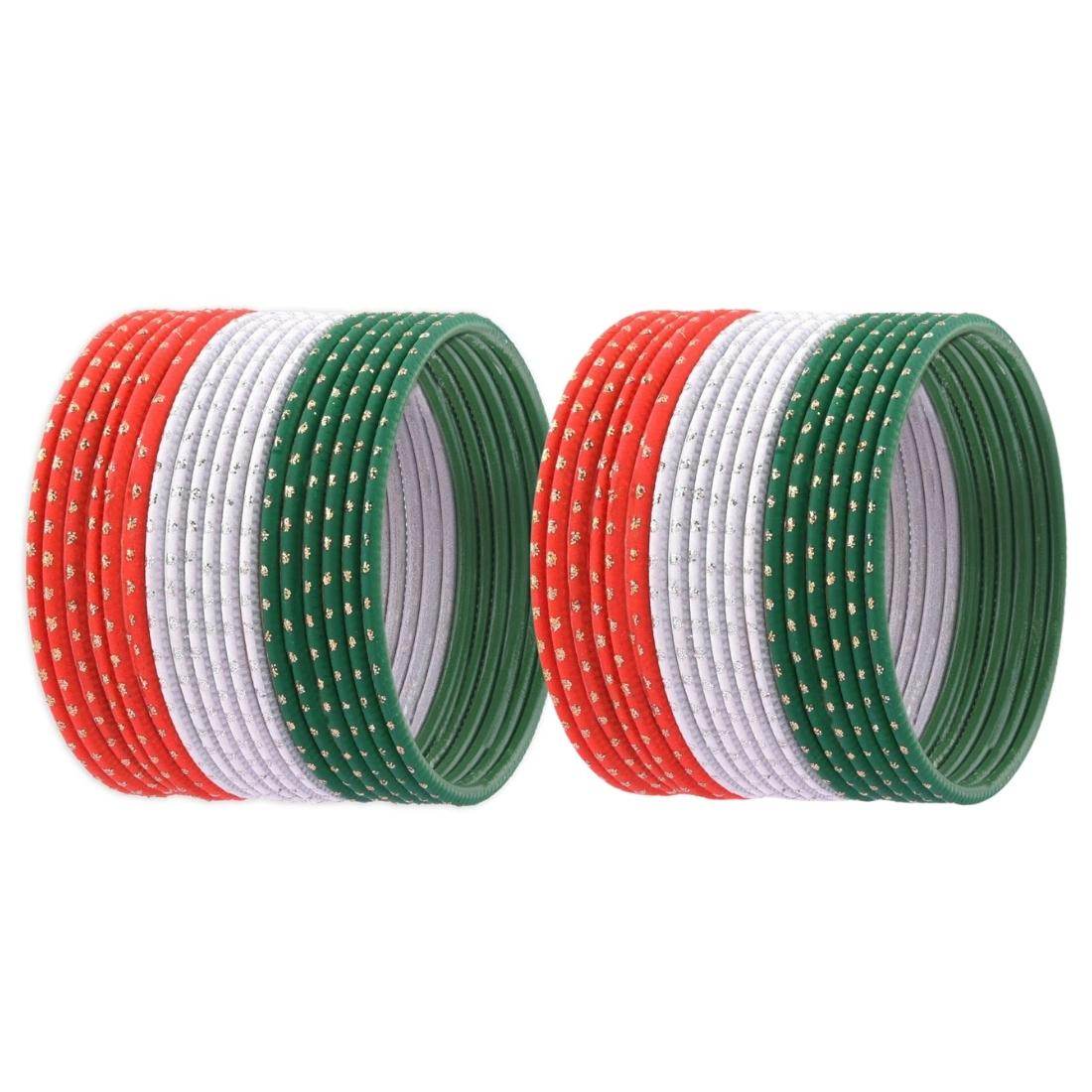 T4 Jewels Dotted Tricolor Bangle Set & Earrings Combo Tricolor Bangles T4 Jewels