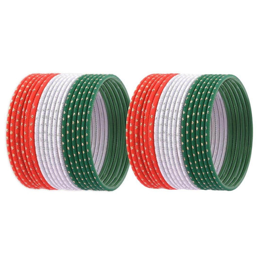 T4 Jewels Dotted Tricolor Bangle Set & Earrings Combo Tricolor Bangles T4 Jewels