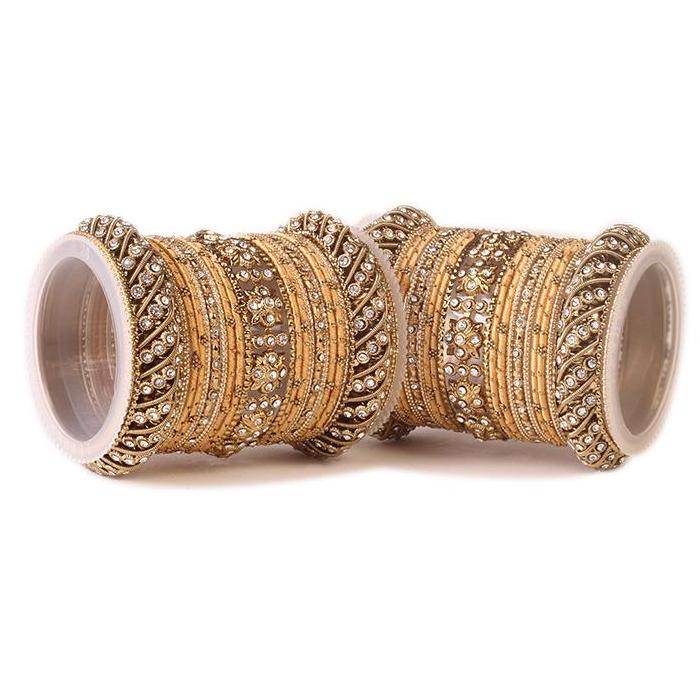 Set of 2 Traditional Colored Silk Thread Bangle Set Golden All Bangle Sets T4 Jewels