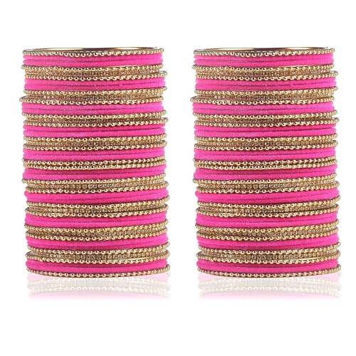 T4 Jewels Beautiful & Elegant Beads Studded Colourful Metal Bangles Set Fashion Jewellery - 110NO. All Bangle Sets T4 Jewels
