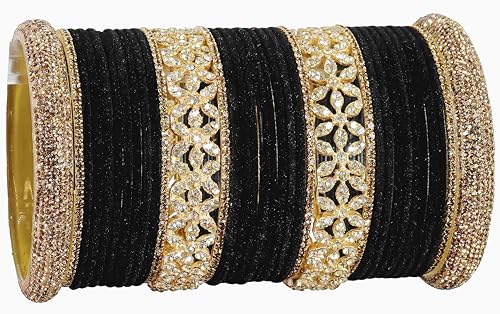 T4 Jewels Bangle Sets With AD And Velvet Bangles T4 Jewels