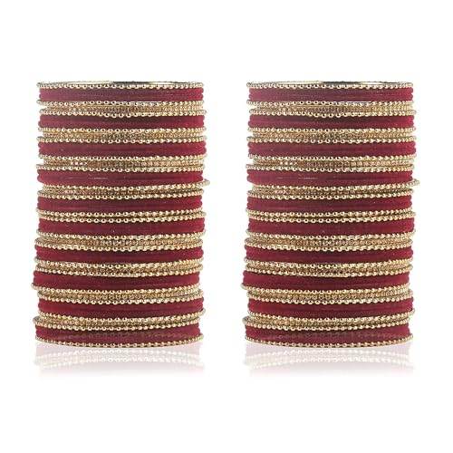 T4 Jewels Beautiful & Elegant Beads Studded Colourful Metal Bangles Set Fashion Jewellery - 110NO. All Bangle Sets T4 Jewels