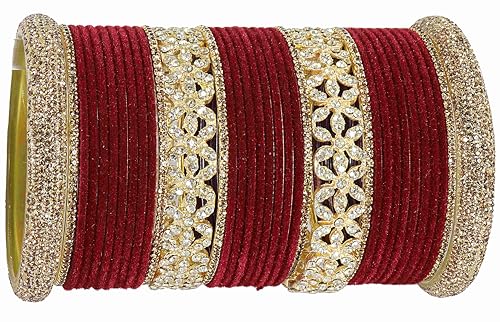 T4 Jewels Bangle Sets With AD And Velvet Bangles T4 Jewels