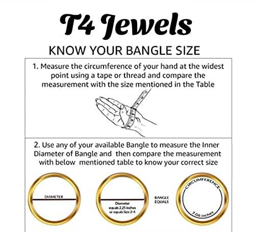 T4 Jewels Glossy Bangles Full Of Stones Studded Classy Textured Beautiful Glass Bangles Set For Women & Girls (Set of 4) T4 Jewels