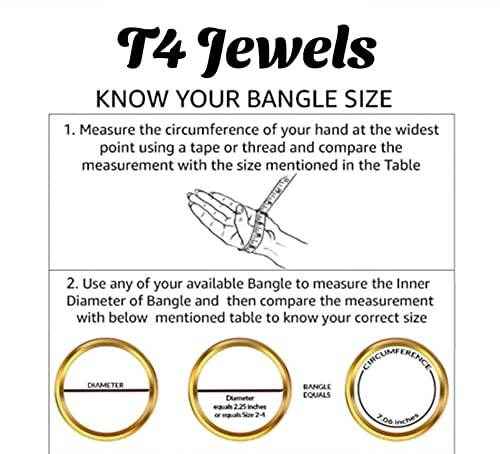 T4 Jewels 18k Gold Plated Textured Fashionable Fashion Jewellery Metal Bangles Set - 84NO All Bangle Sets T4 Jewels