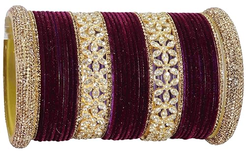 T4 Jewels Bangle Sets With AD And Velvet Bangles T4 Jewels