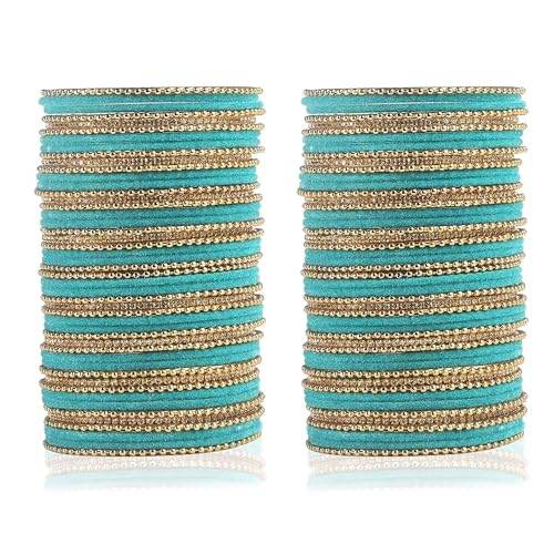 T4 Jewels Beautiful & Elegant Beads Studded Colourful Metal Bangles Set Fashion Jewellery - 110NO. All Bangle Sets T4 Jewels
