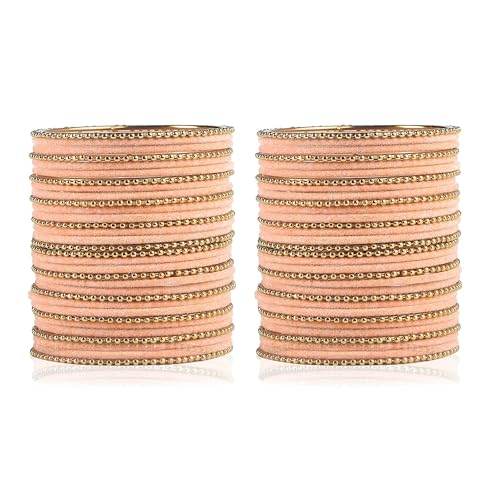 T4 Jewels Beautiful & Elegant Beads Studded Colourful Metal Bangles Set Fashion Jewellery - 110NO. All Bangle Sets T4 Jewels