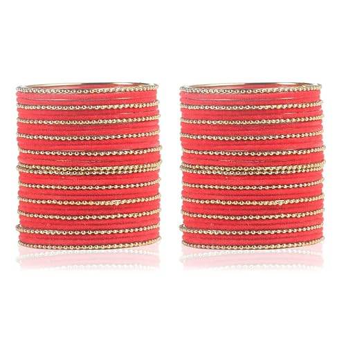 T4 Jewels Beautiful & Elegant Beads Studded Colourful Metal Bangles Set Fashion Jewellery - 110NO. All Bangle Sets T4 Jewels