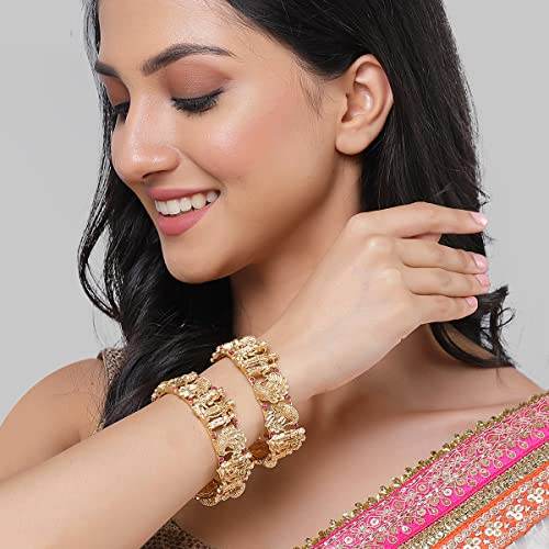 T4 Jewels Gold Plated Set of 2 Shri Ram Bangles for Women T4 Jewels