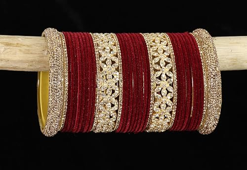 T4 Jewels Bangle Sets With AD And Velvet Bangles T4 Jewels