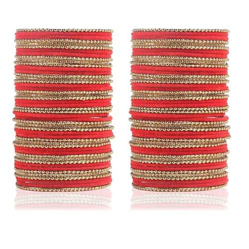 T4 Jewels Beautiful & Elegant Beads Studded Colourful Metal Bangles Set Fashion Jewellery - 110NO. All Bangle Sets T4 Jewels