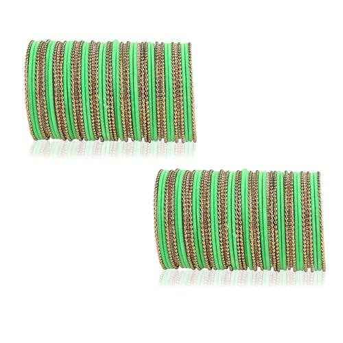 T4 Jewels Beautiful & Elegant Beads Studded Colourful Metal Bangles Set Fashion Jewellery - 110NO. Pista 2.2 Inches All Bangle Sets T4 Jewels