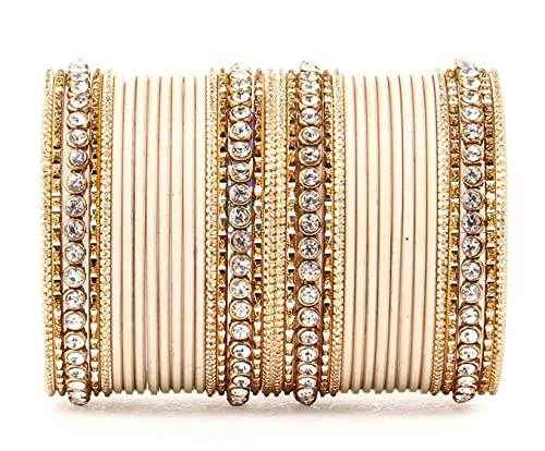 T4 Jewels 18k Gold Plated Textured Fashionable Fashion Jewellery Metal Bangles Set - 84NO Peach All Bangle Sets T4 Jewels