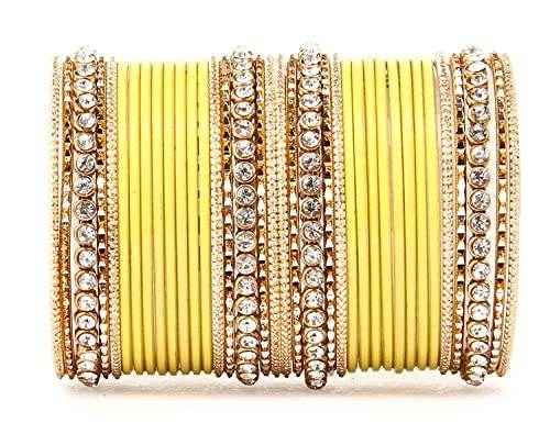T4 Jewels 18k Gold Plated Textured Fashionable Fashion Jewellery Metal Bangles Set - 84NO Yellow All Bangle Sets T4 Jewels