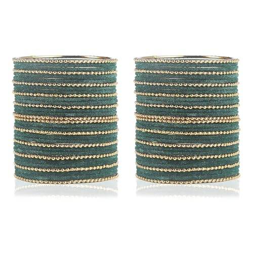 T4 Jewels Beautiful & Elegant Beads Studded Colourful Metal Bangles Set Fashion Jewellery - 110NO. All Bangle Sets T4 Jewels