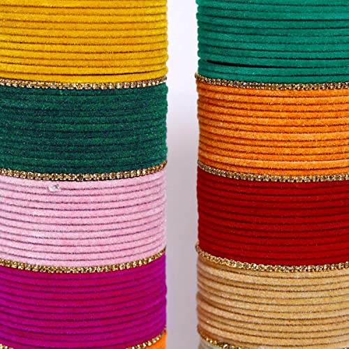 T4 Jewels Charming 12 Multicolors Stylish Plain Metal Velvet Bangle Box Set for Women & Girls Jewellery T4 Jewels
